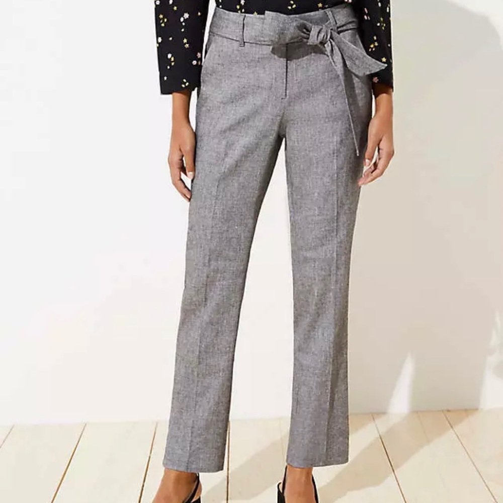 NWT LOFT Gray Slim Tie Waist Pencil Pants Size 6